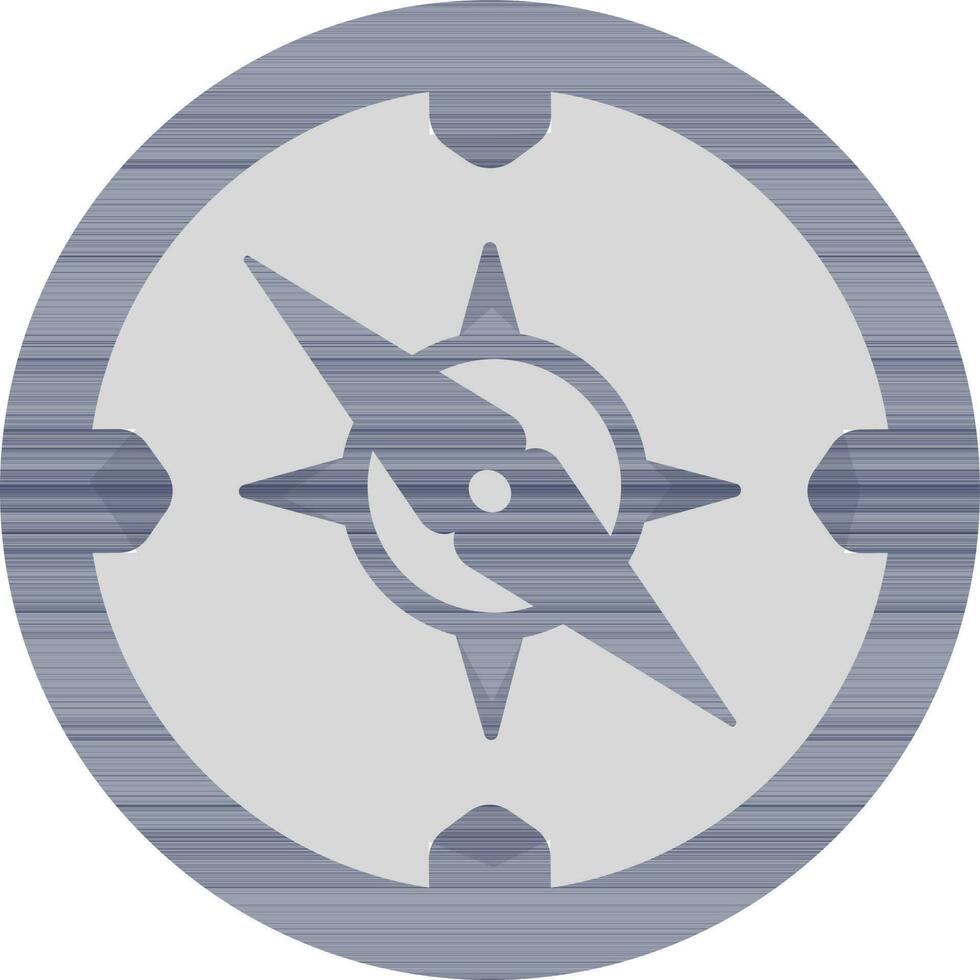 Compass icon in blue and gray color. vector