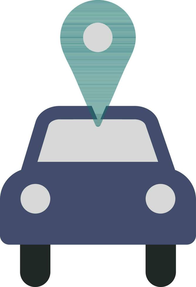 mapa puntero con coche en plano estilo. vector