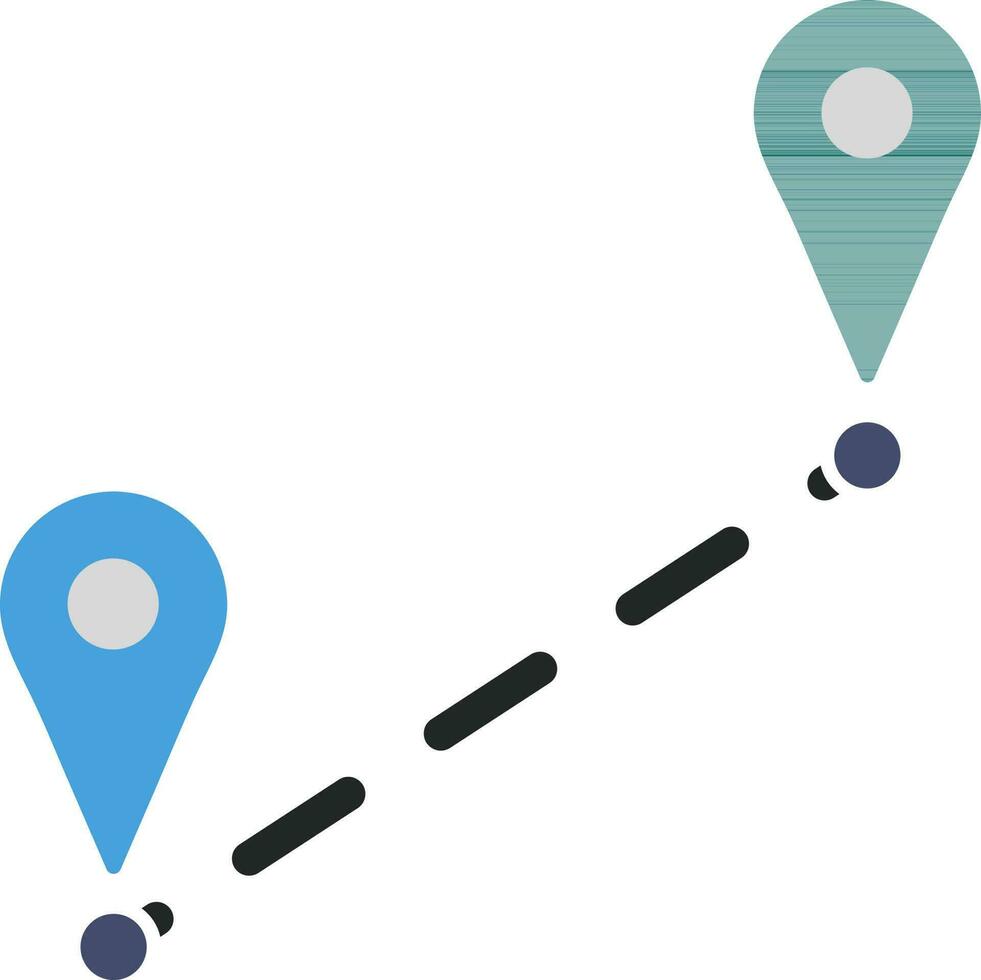 Distance location sign or map pin icon. vector