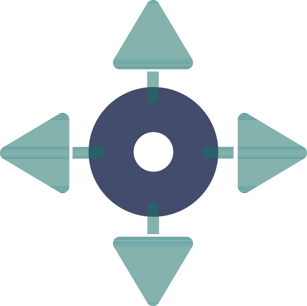 Four way direction arrows arround a circle. vector