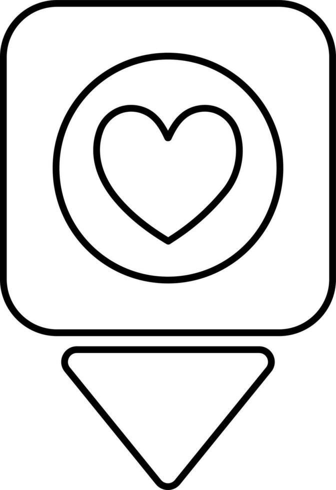 Favorite location sign, map pin with heart icon. vector