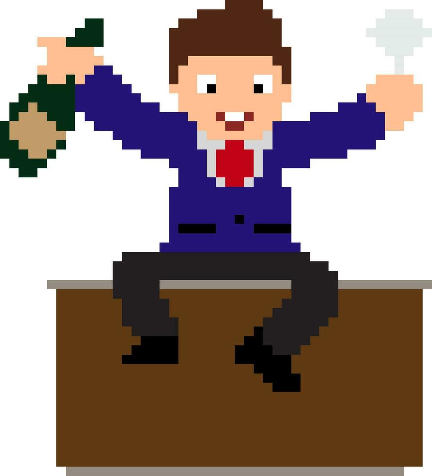 Pixel art illustration of businessman. vector