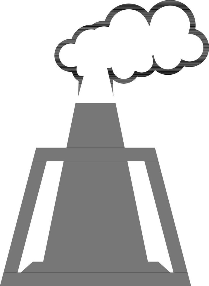 Factory chimney in black and white color. vector