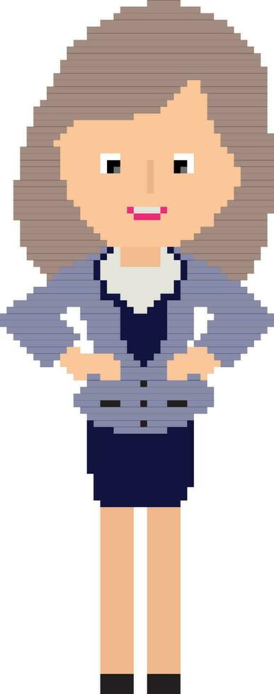 Pixel art illustration of a business woman. vector