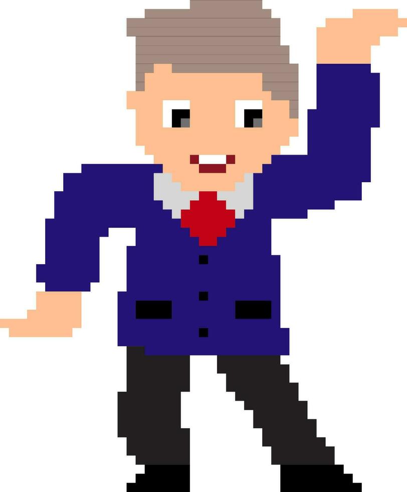 Pixel art illustration of businessman. vector