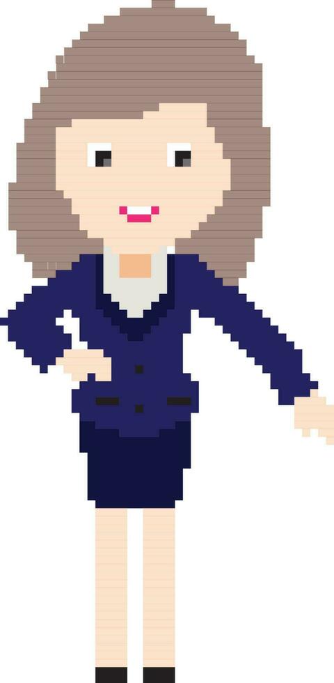 Pixel art illustration of a business woman. vector