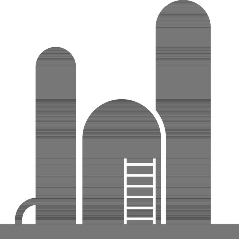 Factory in black and white color. vector