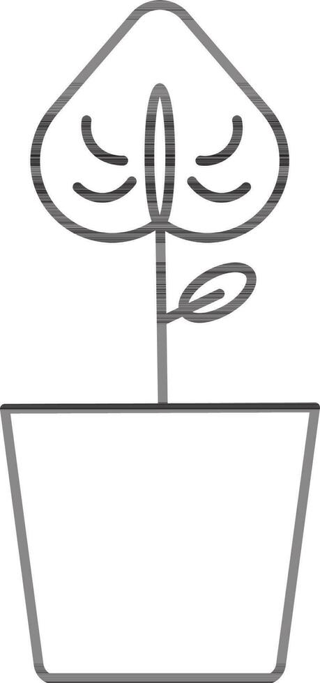 Plant Pot Icon In Thin Line Art. vector