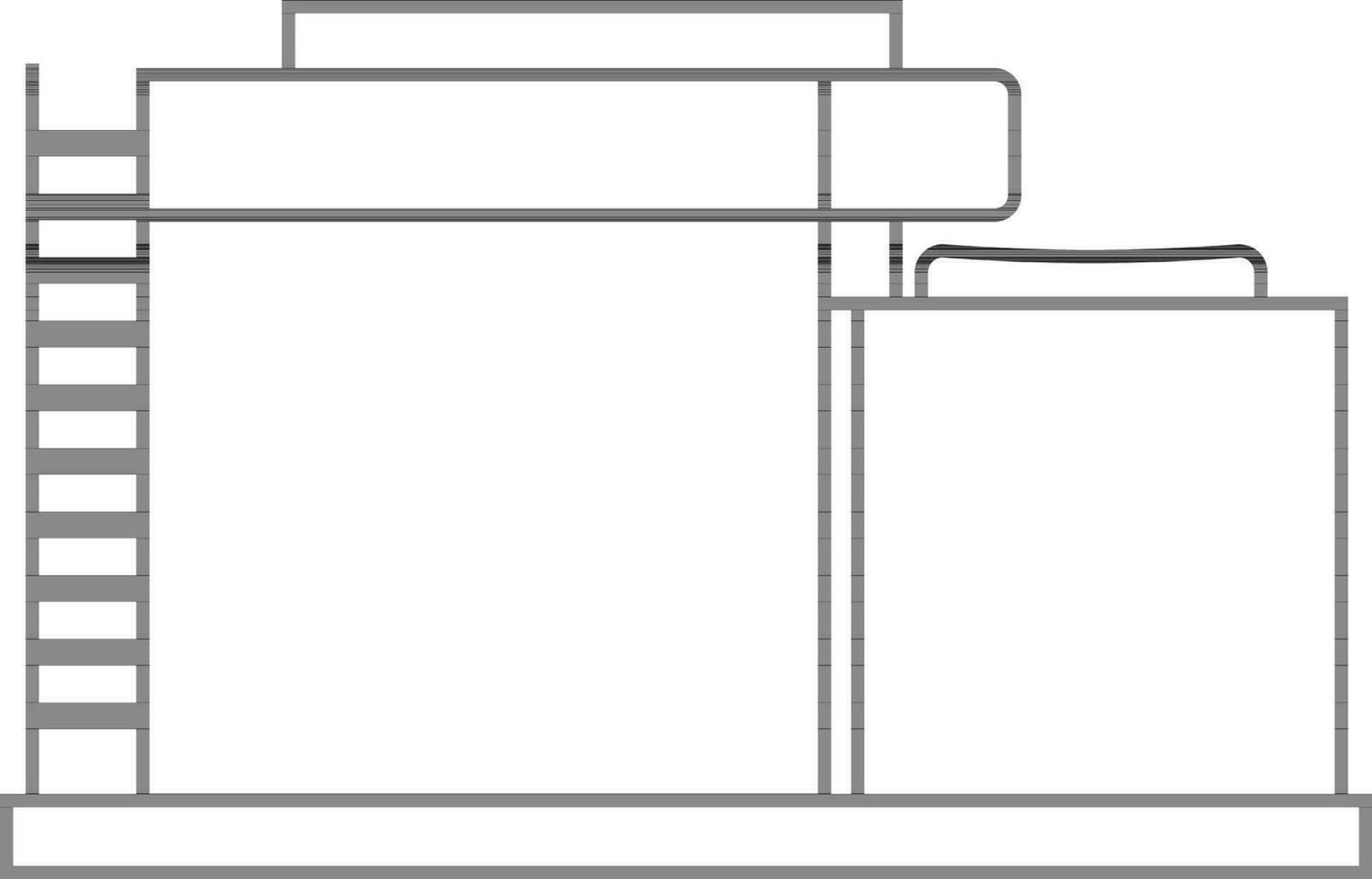 Line art illustration of Factory in flat style. vector