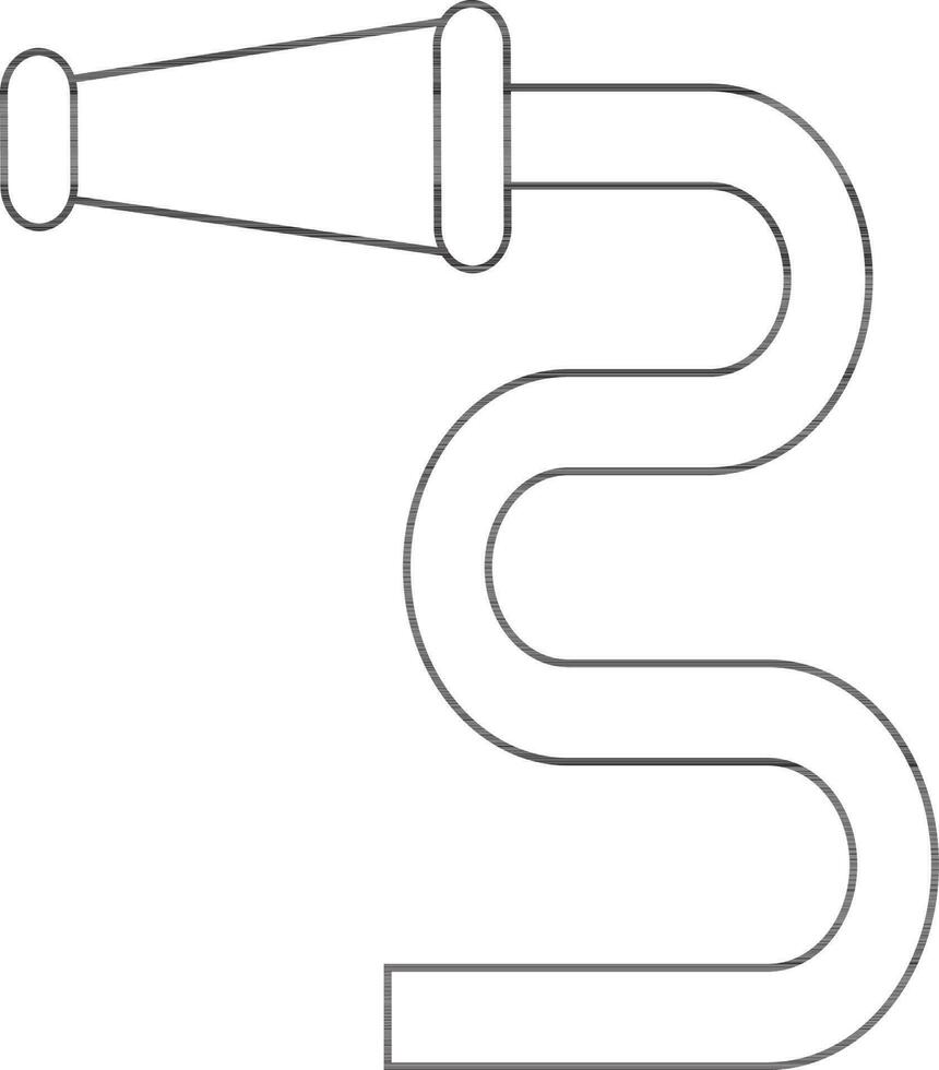 Black line art water pipe in flat style. vector