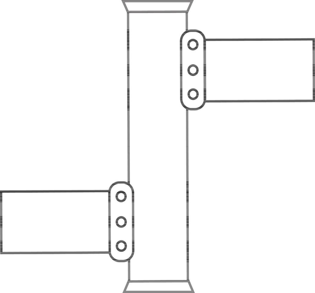Flat style pipe in black line art. vector