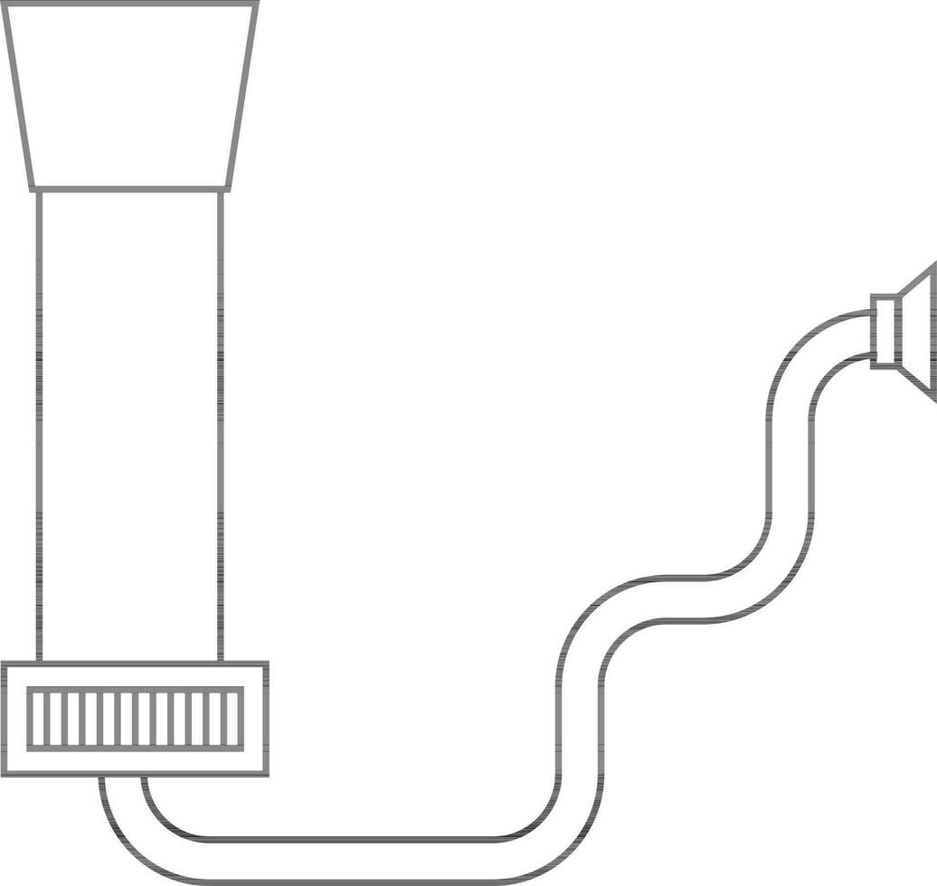 Supplies pipe in black line art. vector