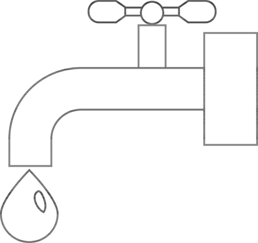 agua lengüeta con que cae soltar en negro línea Arte ilustración. vector