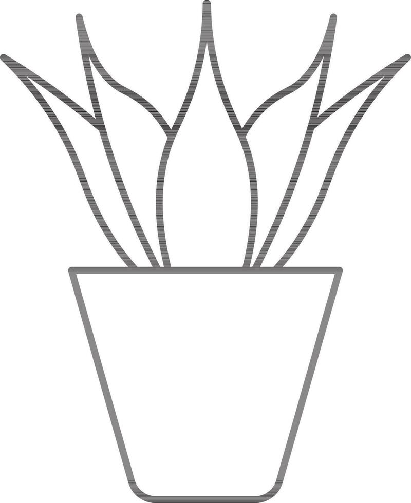Illustration of Plant Pot Icon In Thin Line Art. vector