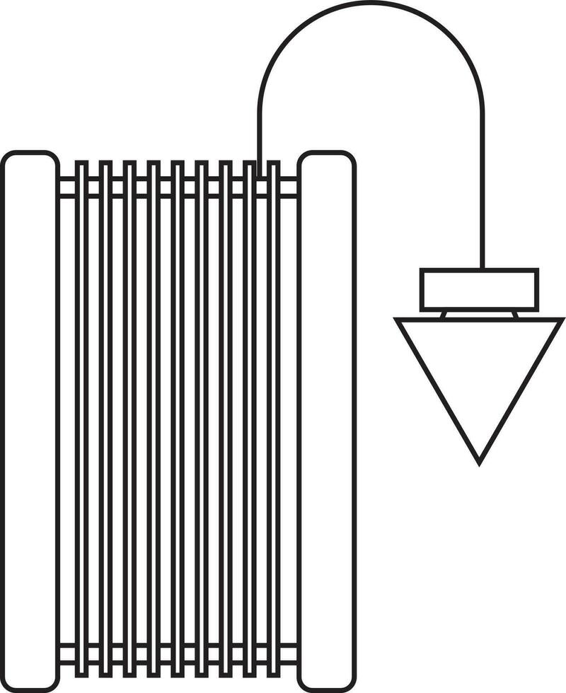 Electric heater in black line art. vector