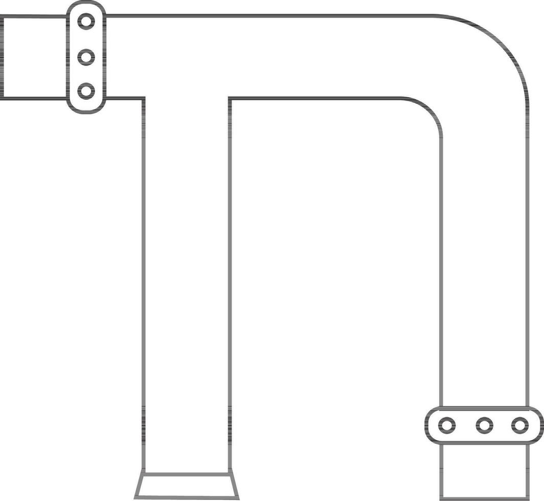 Black line art illustration of a pipeline. vector