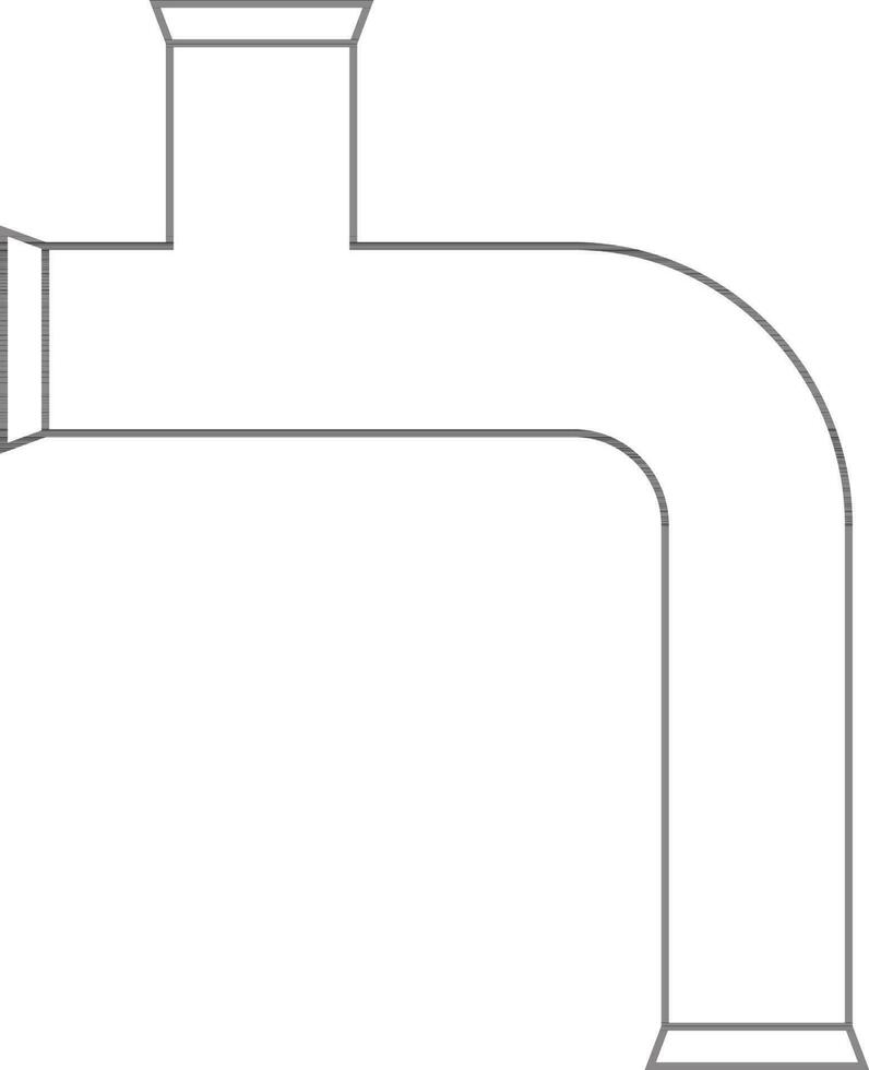 Flat style pipe made by black line art. vector