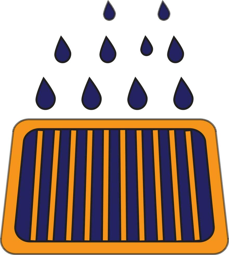 Yellow drain with blue drops. vector