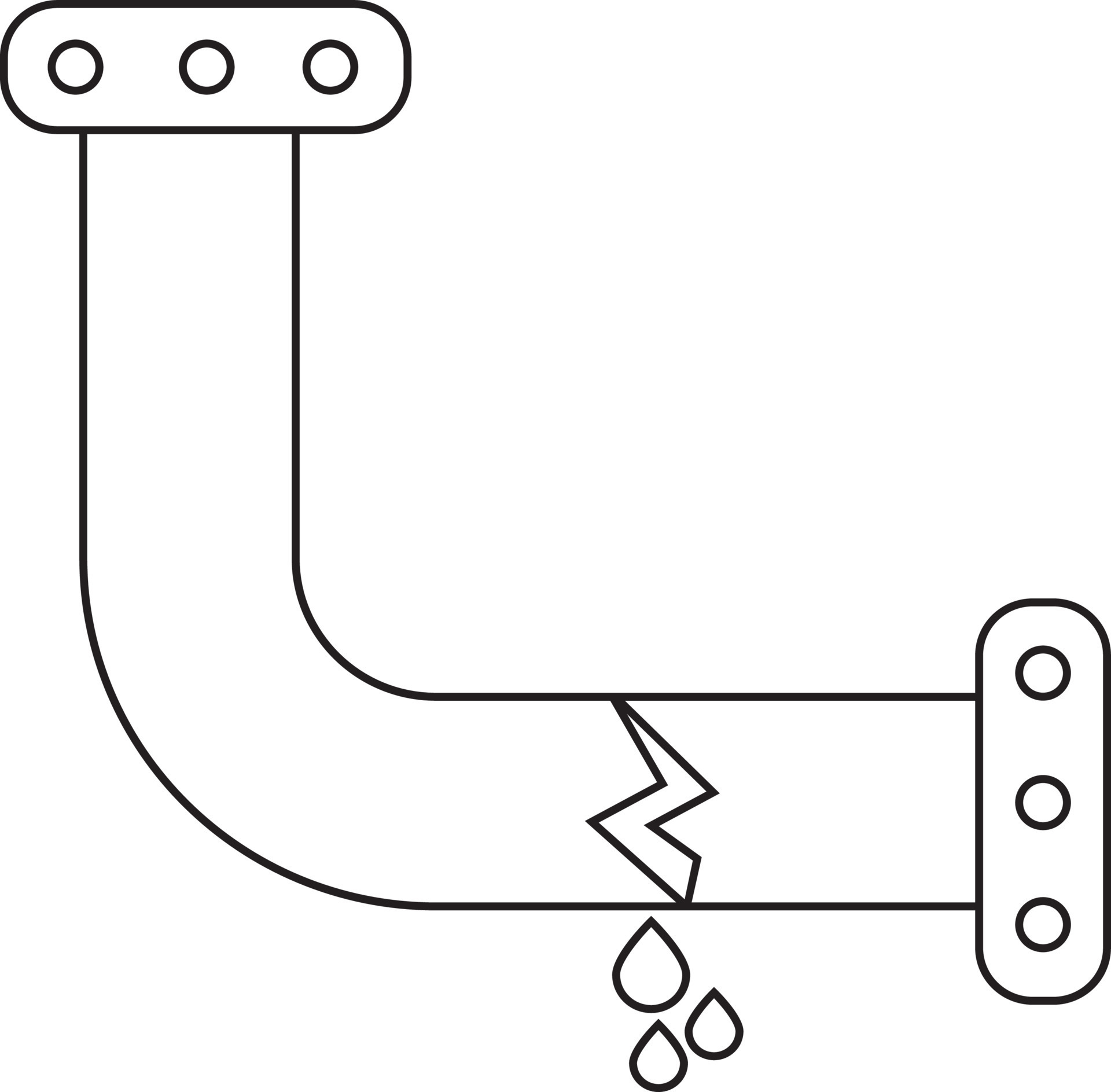Black line leakage water pipe line. 24332007 Vector Art at Vecteezy