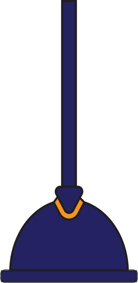 Flat style plumbing plunger in blue color. vector