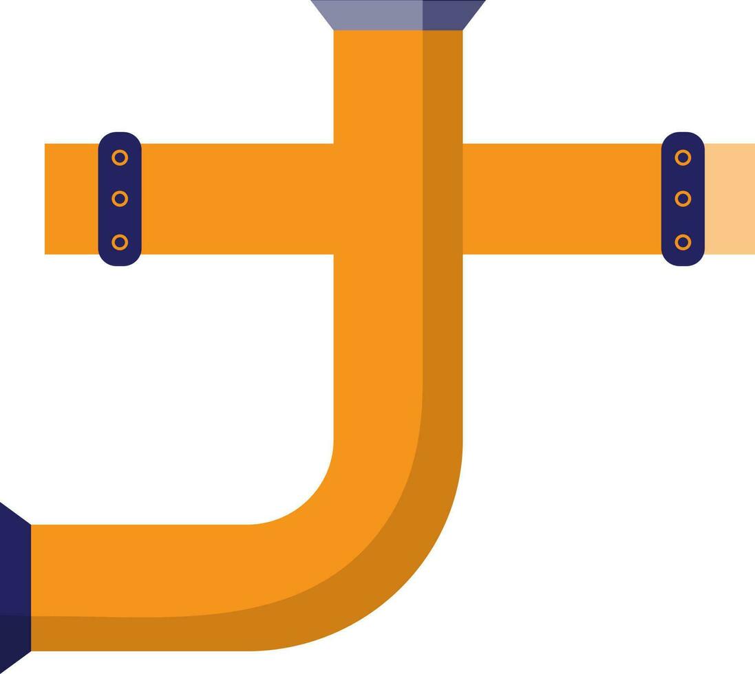 Flat style pipe in blue and yellow color. vector