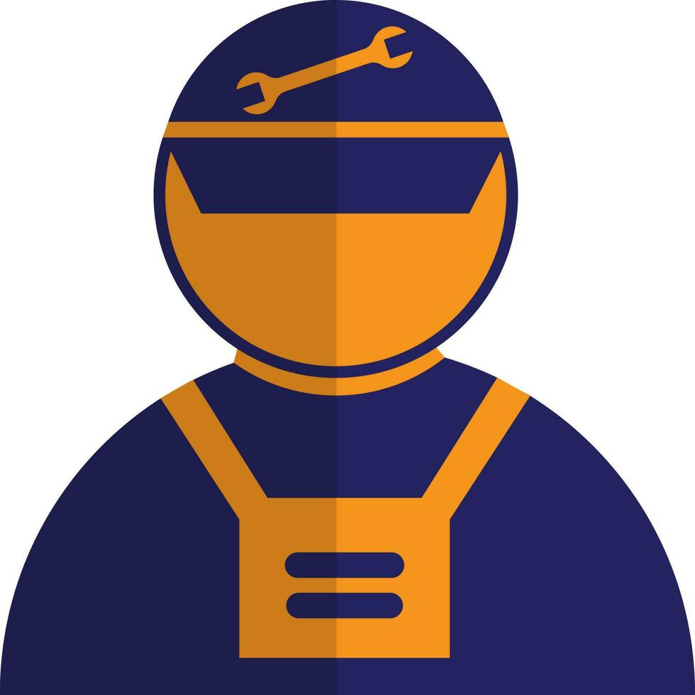 Character of faceless plumber made by blue and yellow color. vector