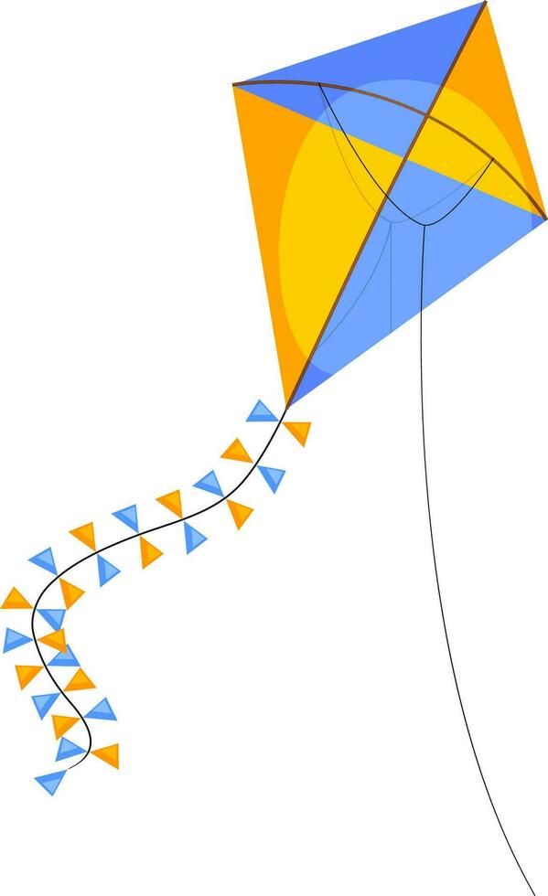 Illustration of yellow and blue kite. vector