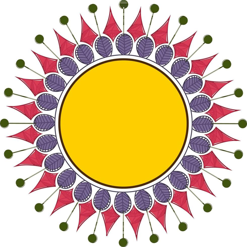 Creative floral decorated circular frame design. vector