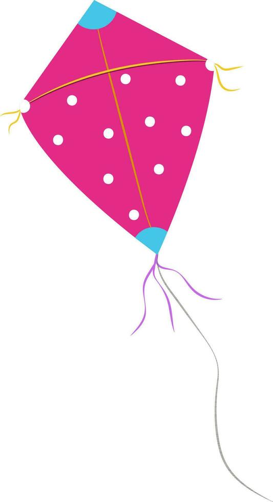 Decorated pink kite with thread. vector