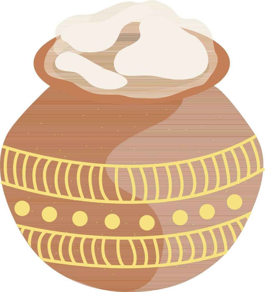 Rice in a mud pot for pongal festival. vector