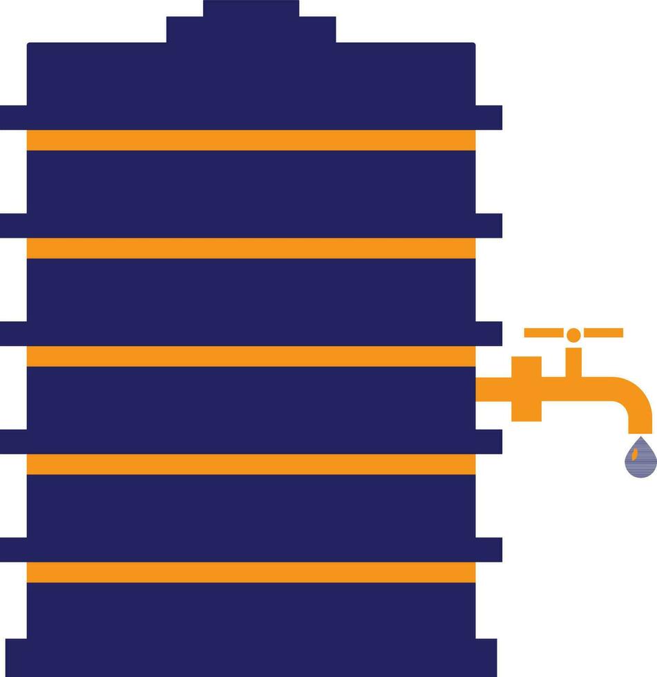 Blue and yellow water tank. vector
