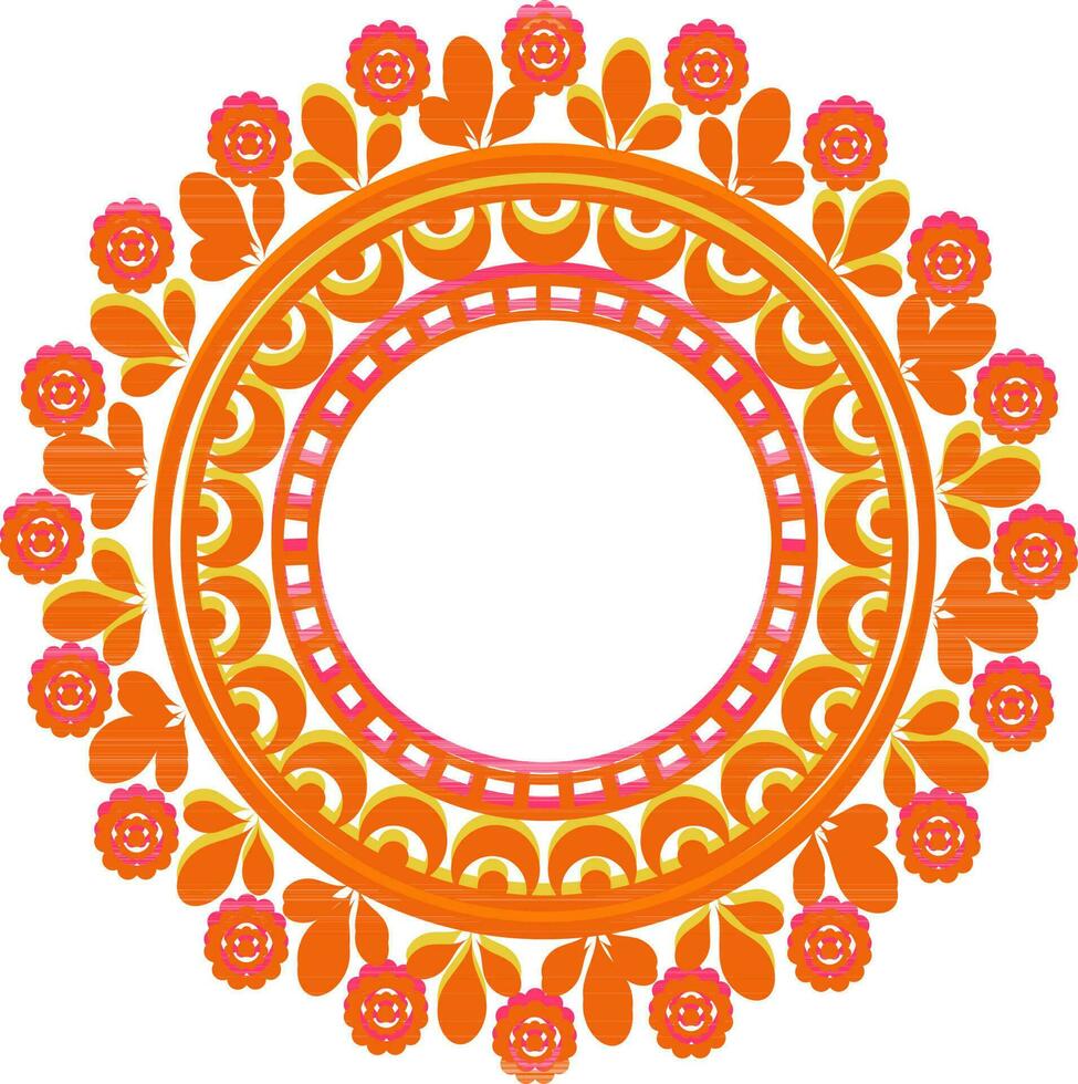 Orange floral mandala design. vector
