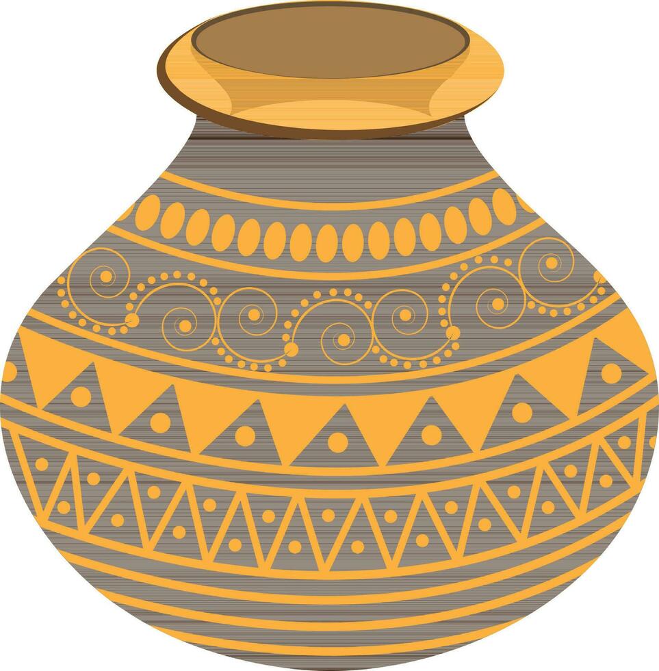 Brown color mud pot illustratuion. vector