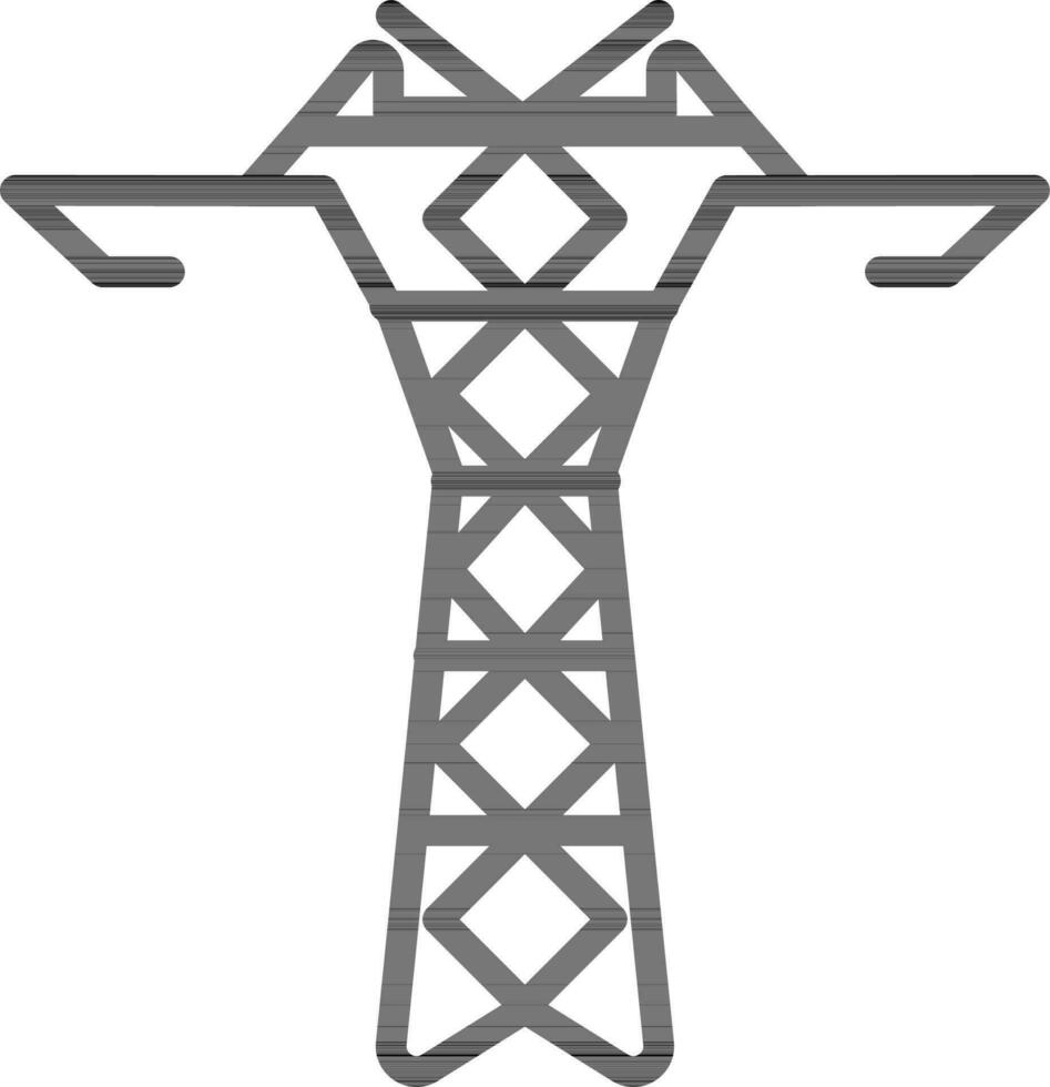 Line art illustration of high voltage electricity tower. vector