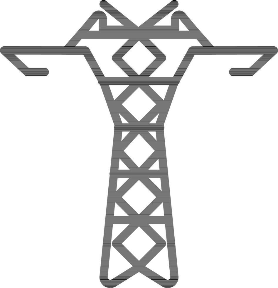 Line art illustration of high voltage electricity tower. vector