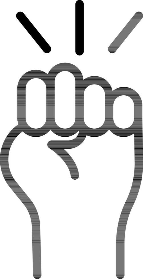 Fist Up Icon In Black Outline. vector