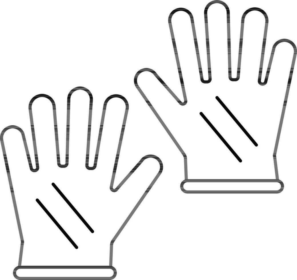 Gloves Icon in Black Thin Line Art. vector