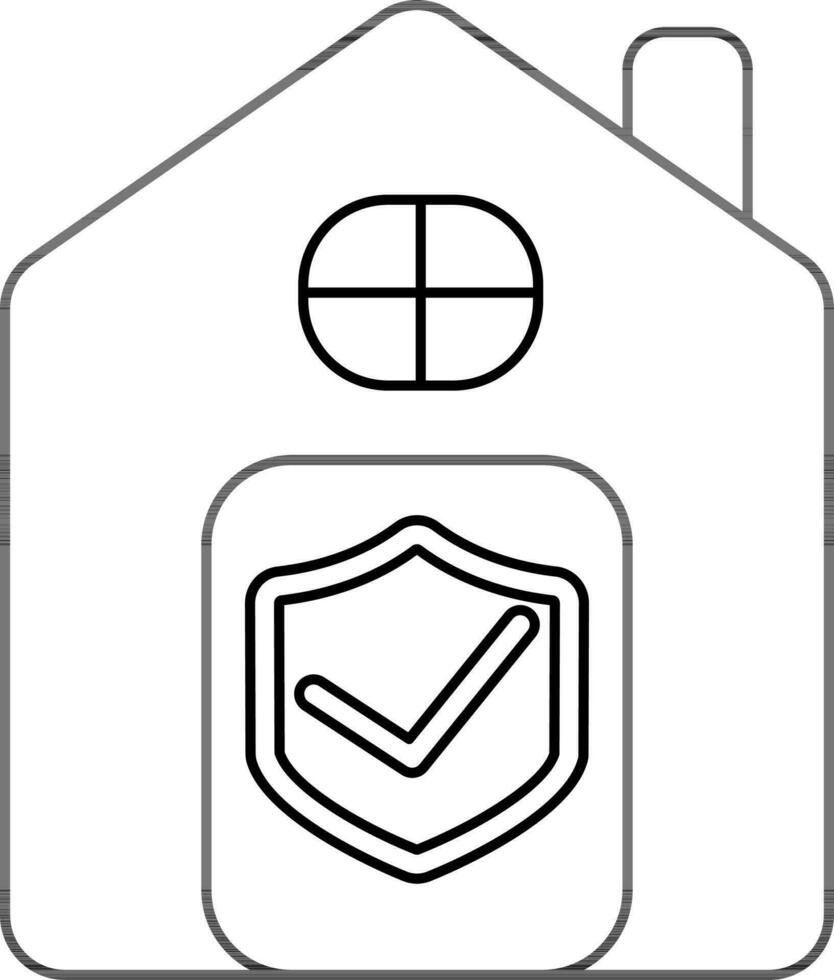 Approve House Security Icon in Black Thin Line Art. vector
