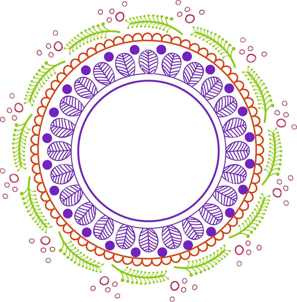 Circular frame with floral design. vector