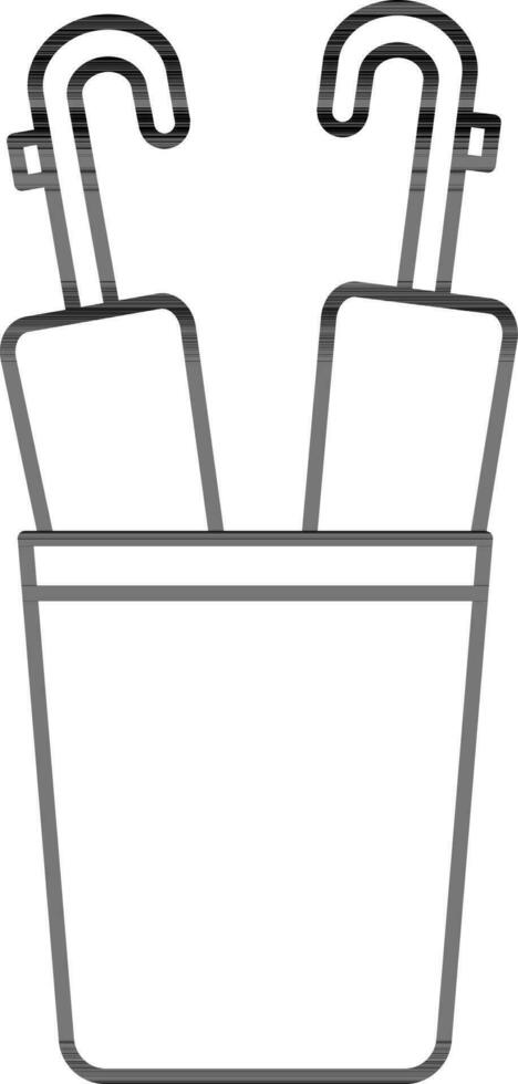 Umbrella Stand Icon in Line Art. vector