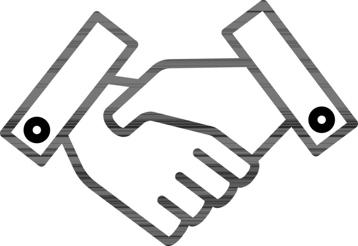 Hand Shake Icon In Black Line Art. vector