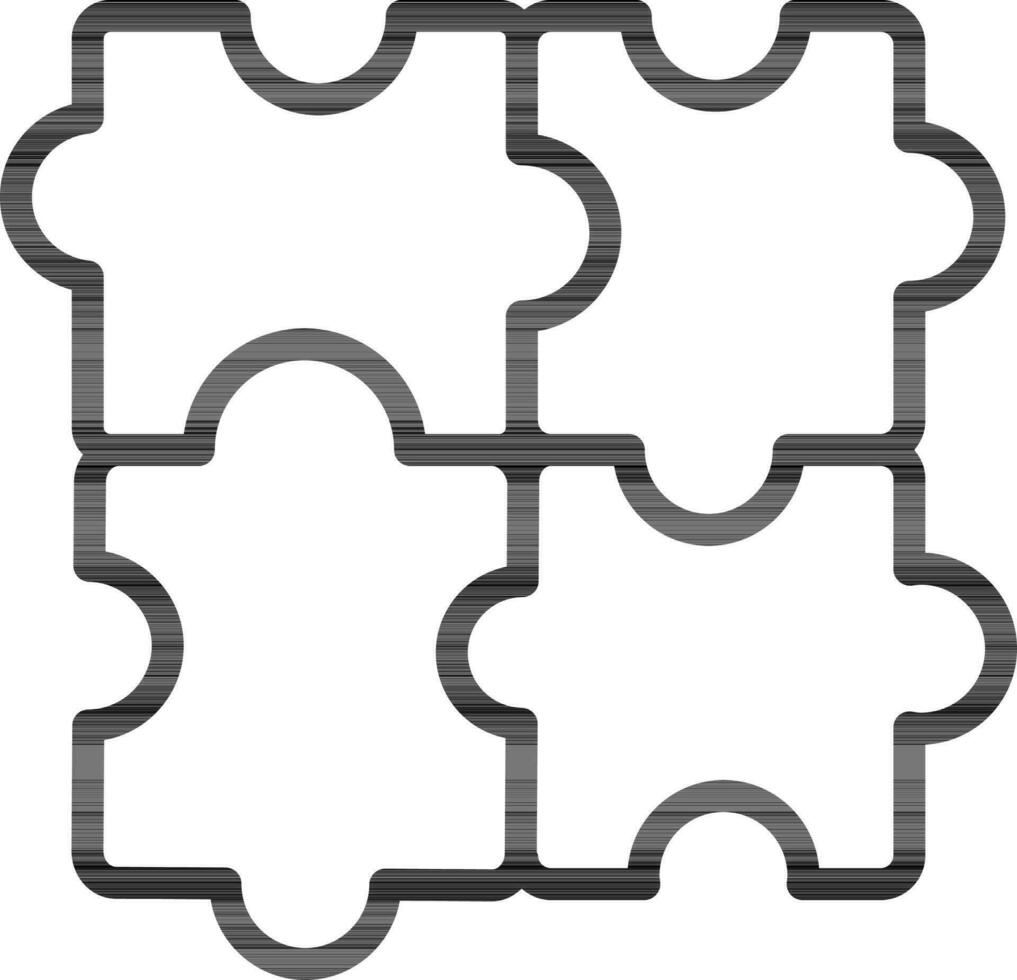 Jigsaw Puzzle Icon In Thin Line Art. vector