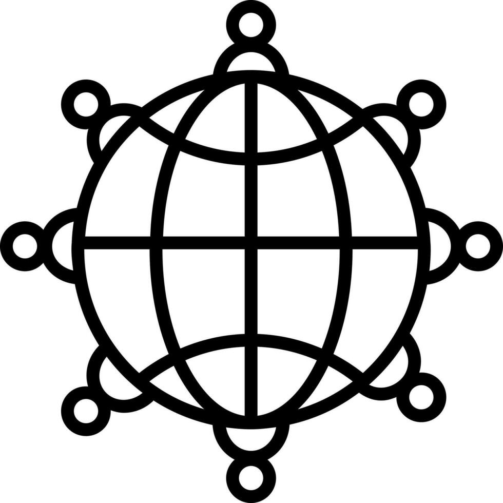 People Connected Globe Icon In Black Outline. vector