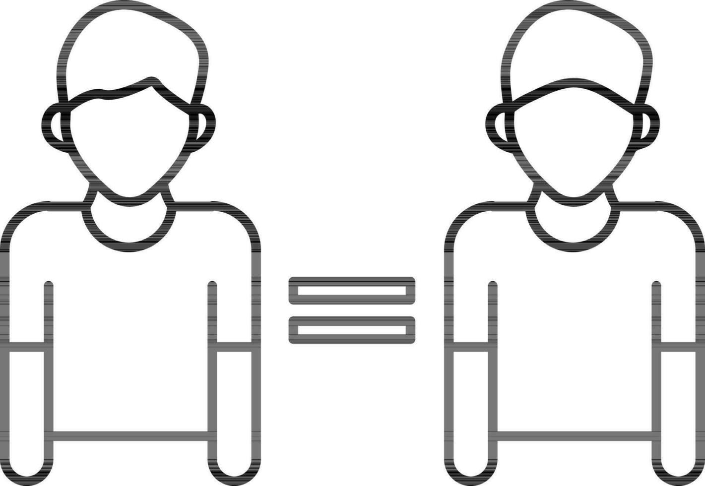 Equal people icon in line art. vector