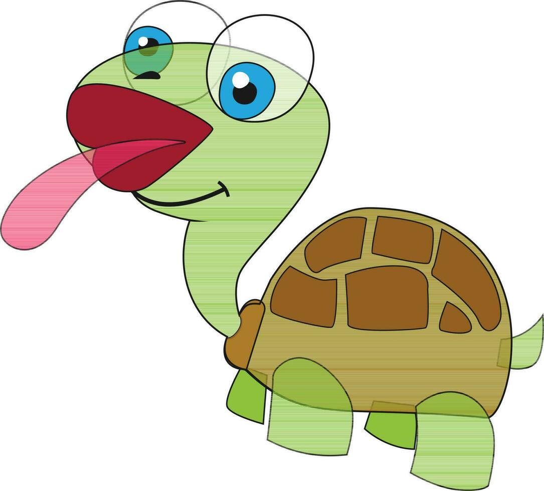 Cute funny cartoon tortoise character. vector