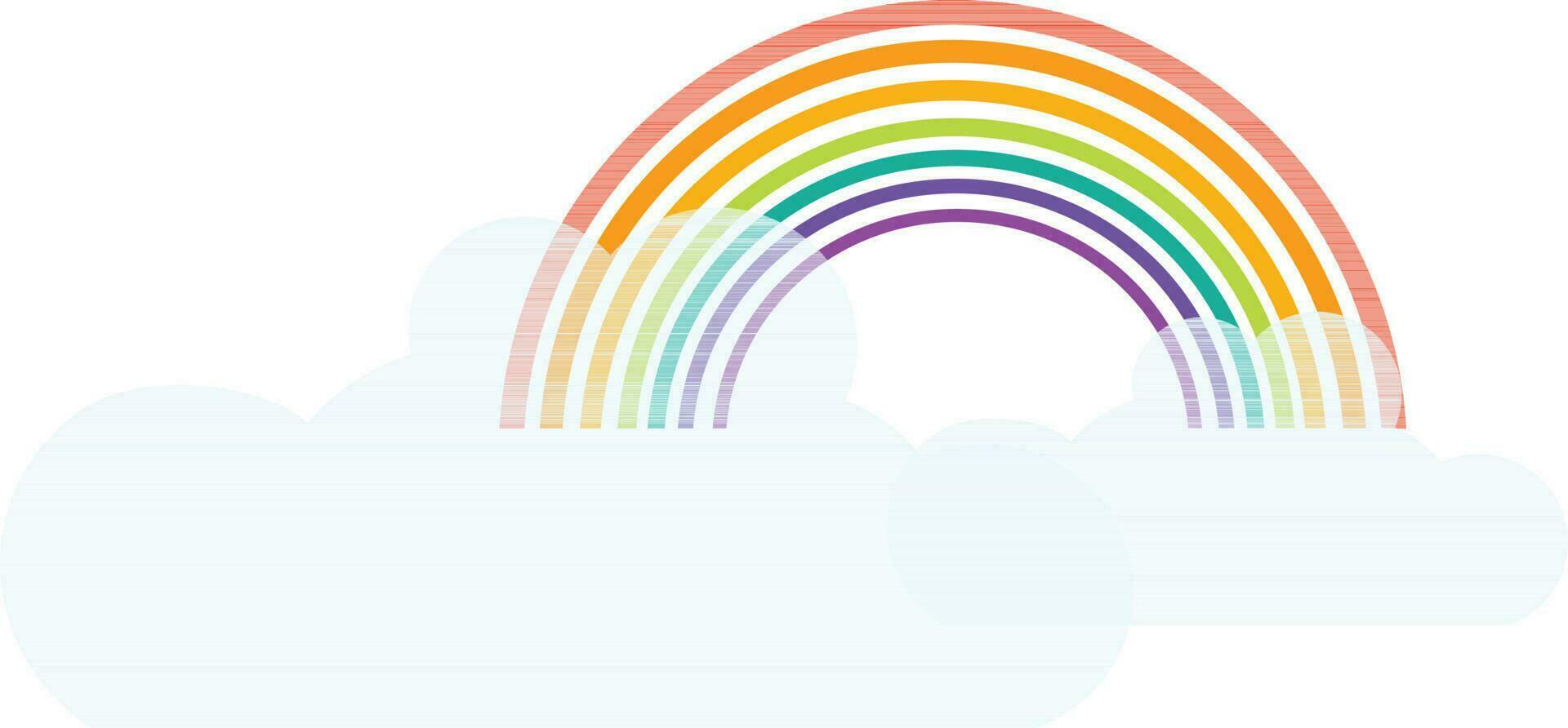 Illustration of color rainbow with clouds. vector