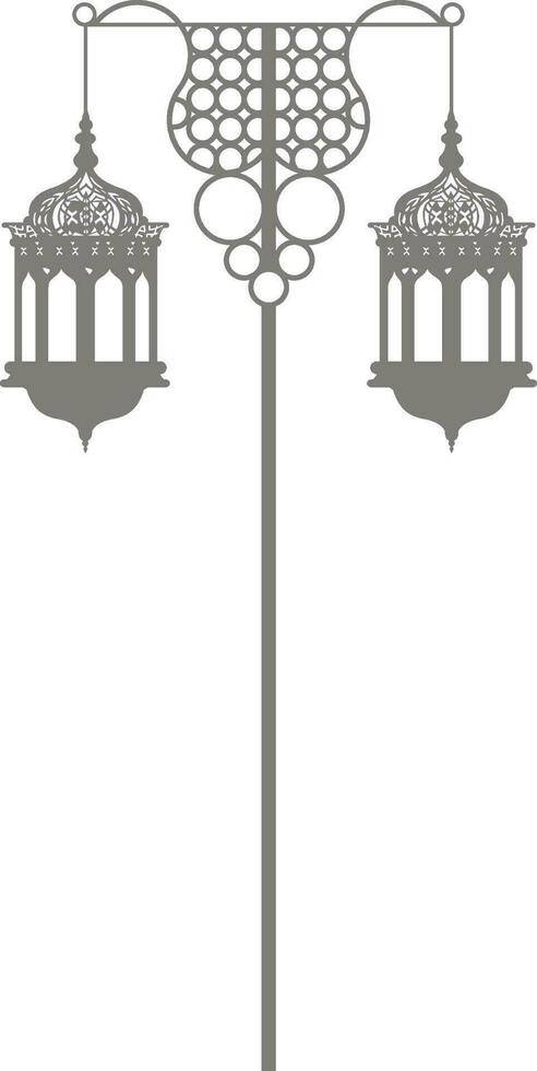 Silhouette of road street lanterns hanging. vector