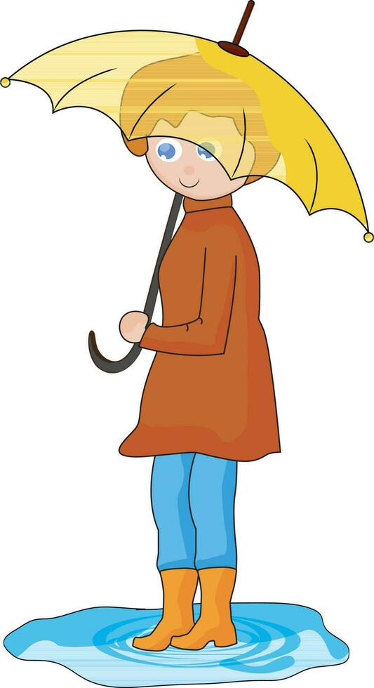 Cute little girl under an umbrella. vector
