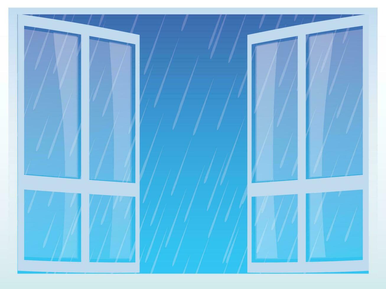 gotas de lluvia que cae en abierto ventana. vector