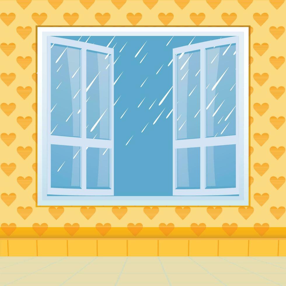 Beautiful scenery from windows in rainy season. vector